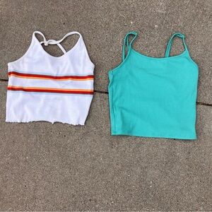 Two cute summer cropped tank tops with spaghetti straps